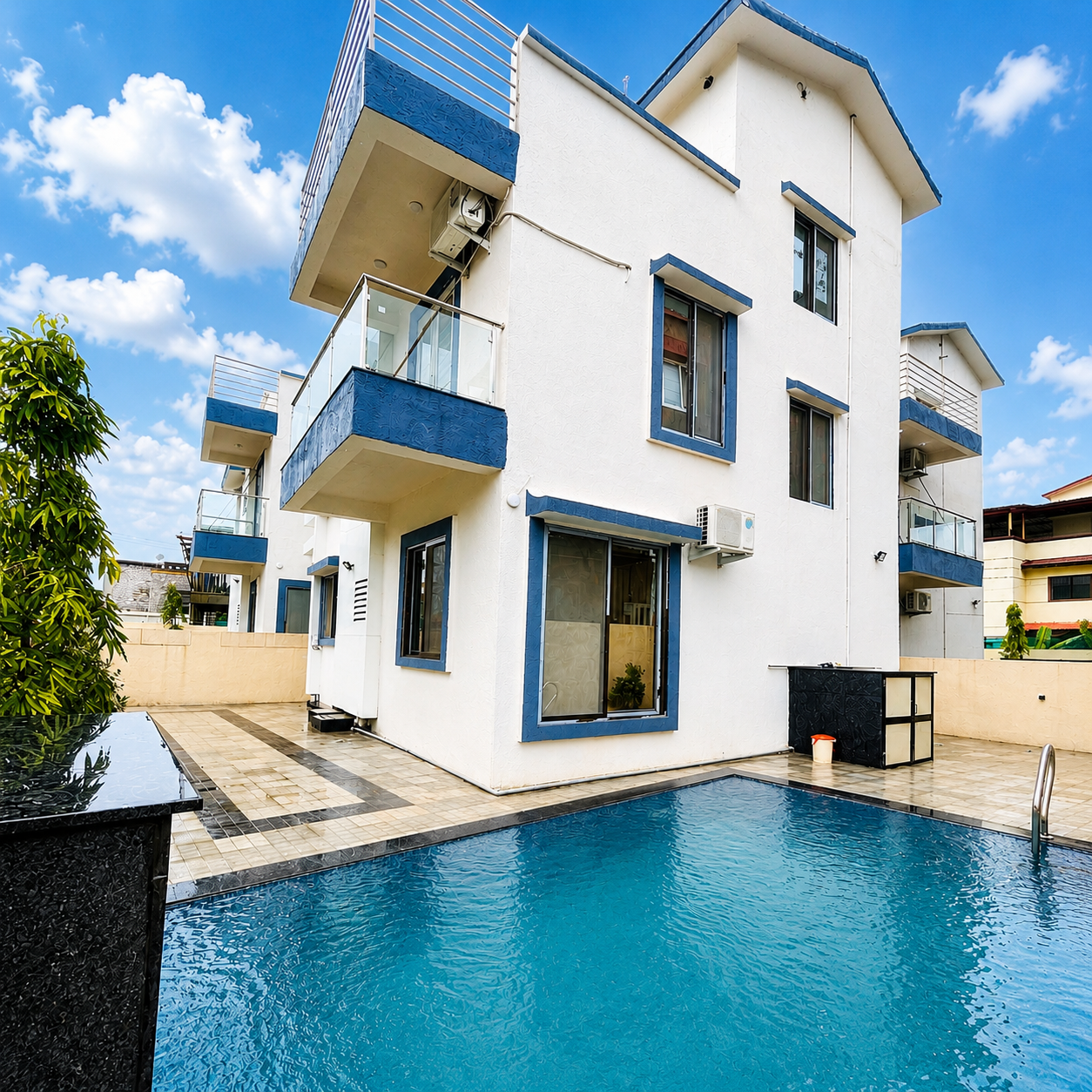 Saanjh villa exterior with private pool